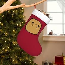 Cute Chicken Nugget 2025 New Christmas Stockings, 18inch Xmas Hanging Stocking Decorations for Christmas Party Family Decor Red and White