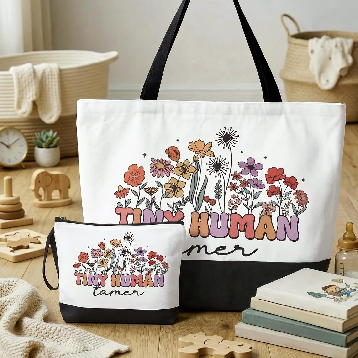 Paterr 2 Pcs Tiny Human Tamer Gifts Bag for Women Teacher Mom Christmas image 3