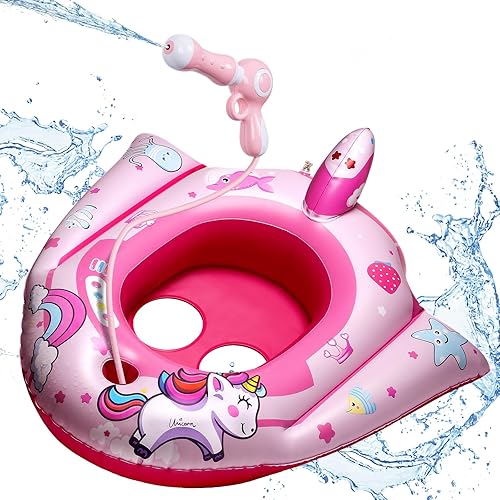 HopeRock Kids Pool Float with Water Gun,Inflatable Pool Toys for Toddlers,Ride-on Unicorn Swimming Pool Toys for Boys and Girls for Aged 3-8 Years