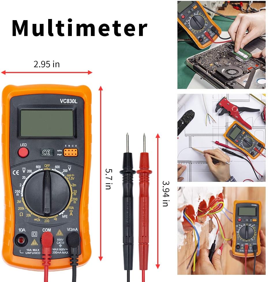 Ambberdr Portable Soldering Iron Kit Welding Tool, 60W Adjustable Temperature Soldering Iron with ON/OFF Switch, Digital Multimeter, Soldering Iron Tips, Stand, Desoldering Pump, Wire Cutter, Tweezers