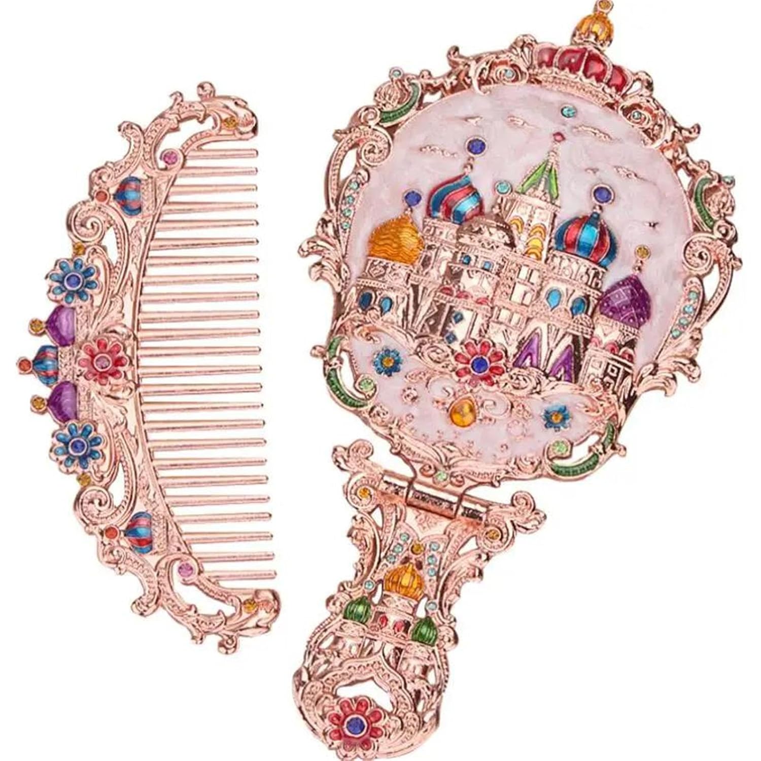 Vintage Folding Mirror Comb Set Princess Vanity Tool For Home And Travel