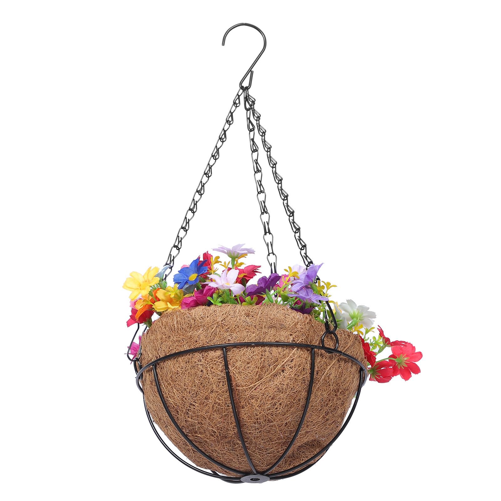 Flores artificiales con lazo en cesta colgante para decorar terrazas y salones