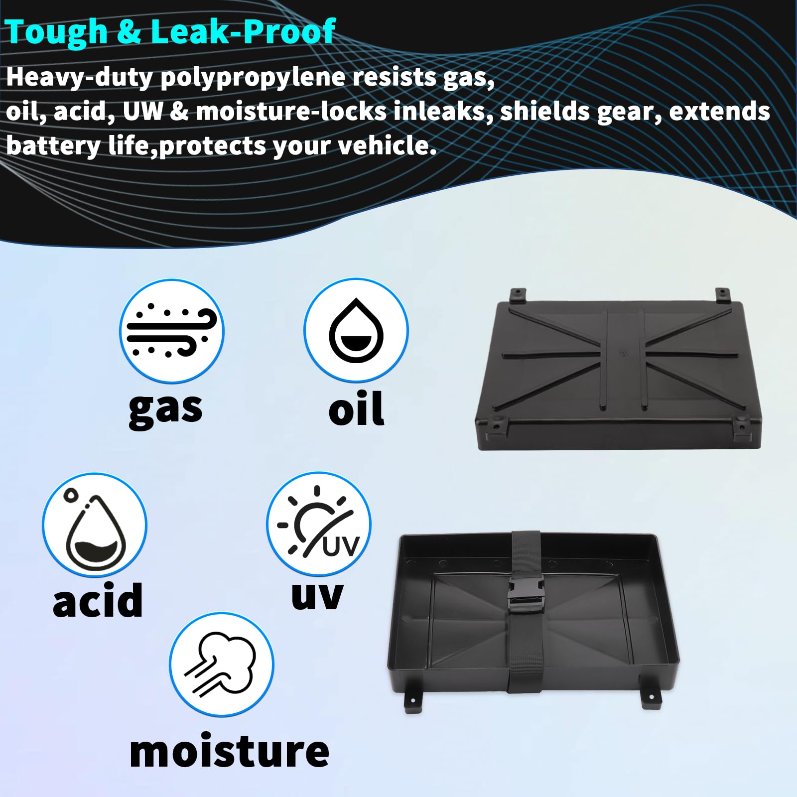 Lot de 2 plateaux de batterie pour bateau, camping-car, automobile et plus encore, boîtier de batterie antidérapant pour batteries série 24