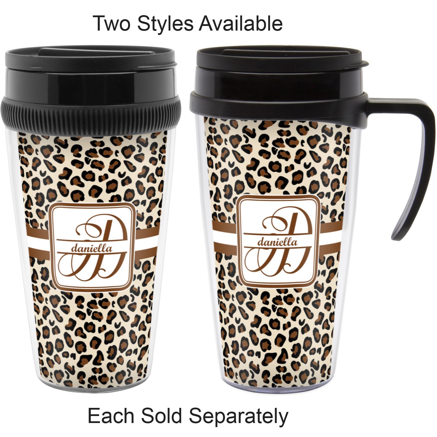 Personalized Leopard Print Acrylic Travel Mug without Handle
