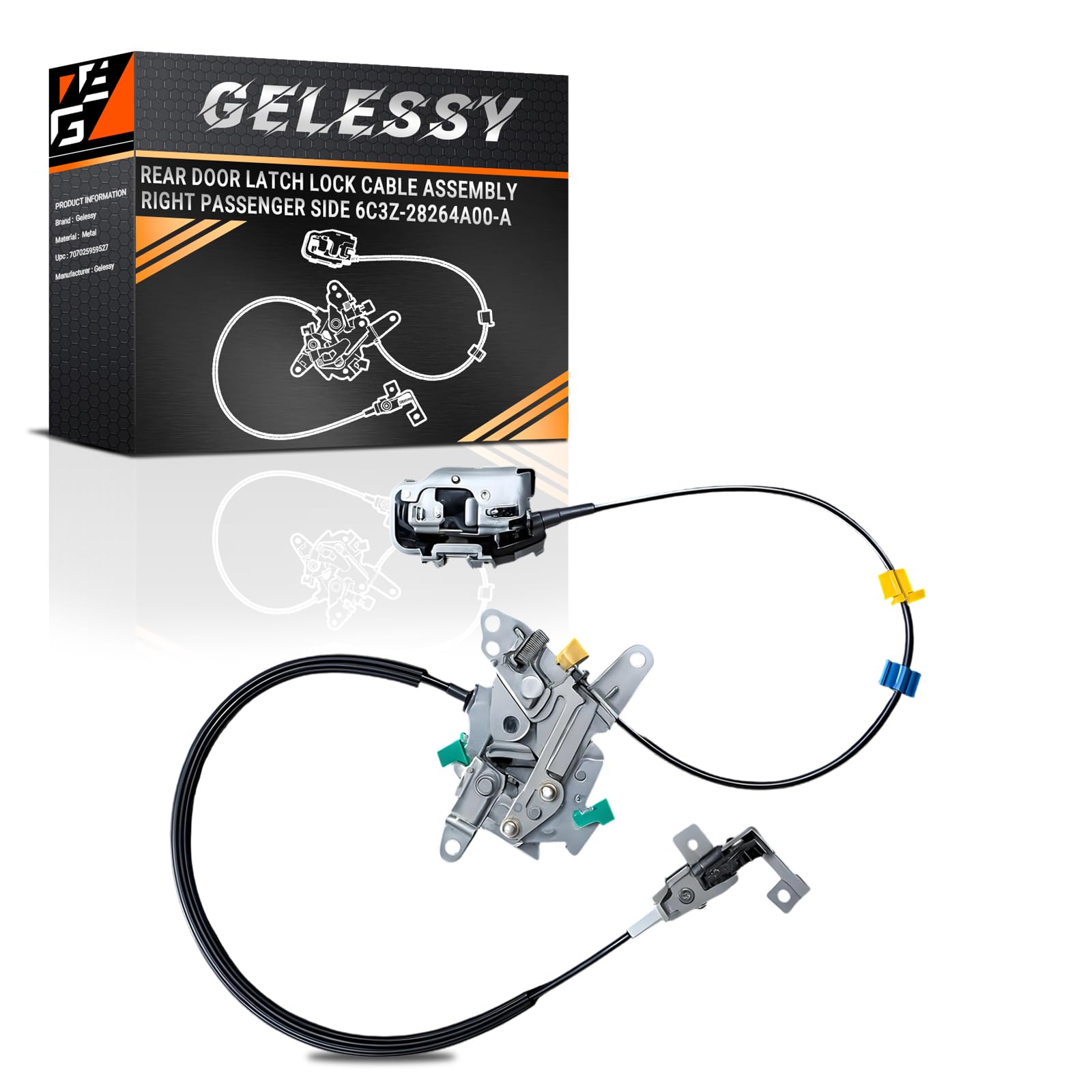 Gelessy Rear Door Latch Lock Cable Assembly Right Passenger Side 6C3Z-28264A00-A Compatible with Ford F-250 F-350 F-450 F-550 Super Duty 1999-2007