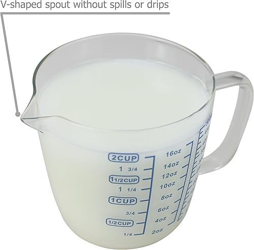 Miniatura 4 de EIKS Jarra de espuma de leche de vidrio para mezclar café expreso capuchino latte jugo en cocina restaurante - 16.9 fl oz (0.5 litros, 2 tazas)