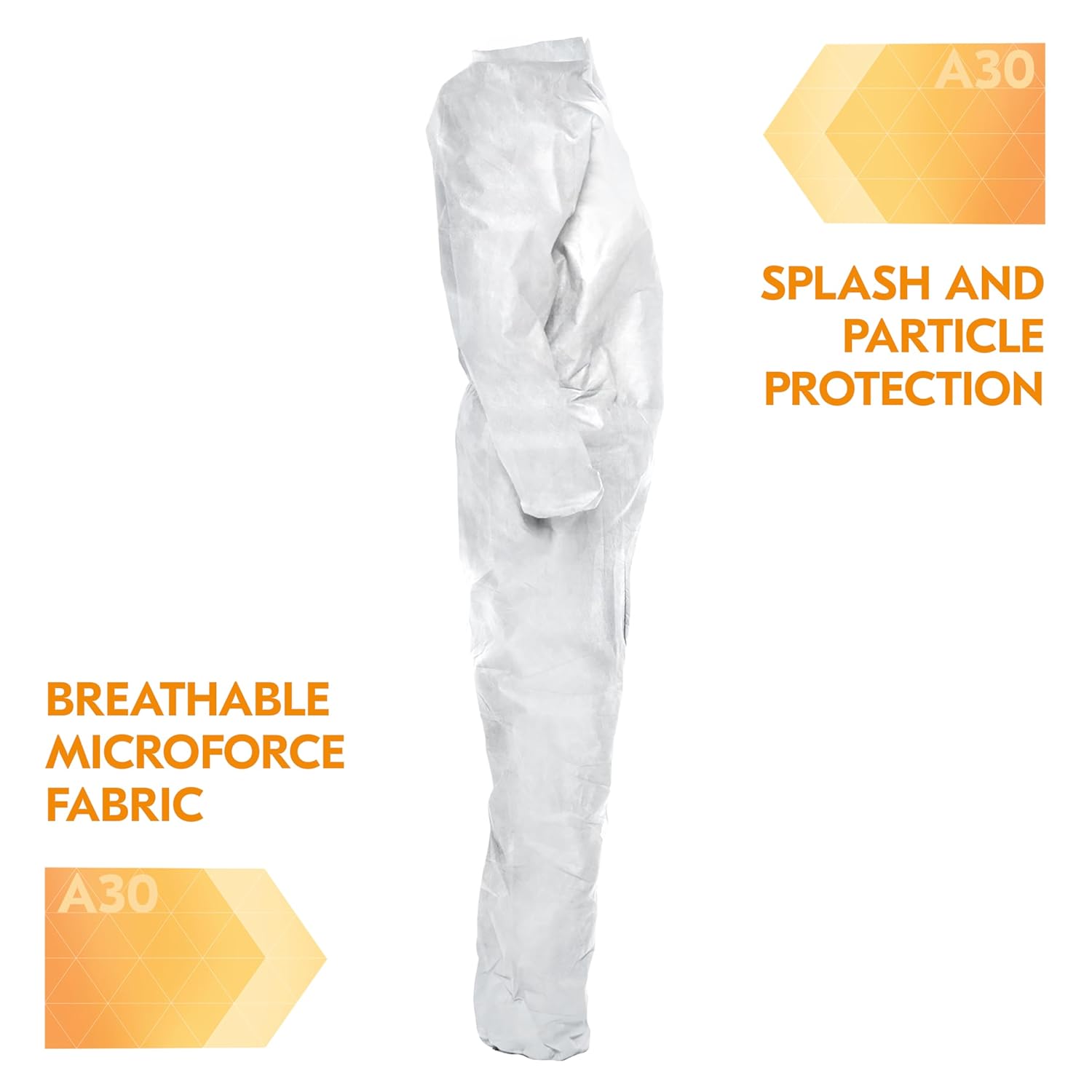 KleenGuard 46105 A30 Elastic-Back & Cuff Coveralls, White, 2X-Large (Case of 25)