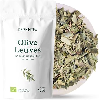 Olive Leaf Tea Organic 100g 50 Cups | 100% Pure Olive Leaves Grown in Italy | Cut Olive Leaves for Tea REPLANTEA