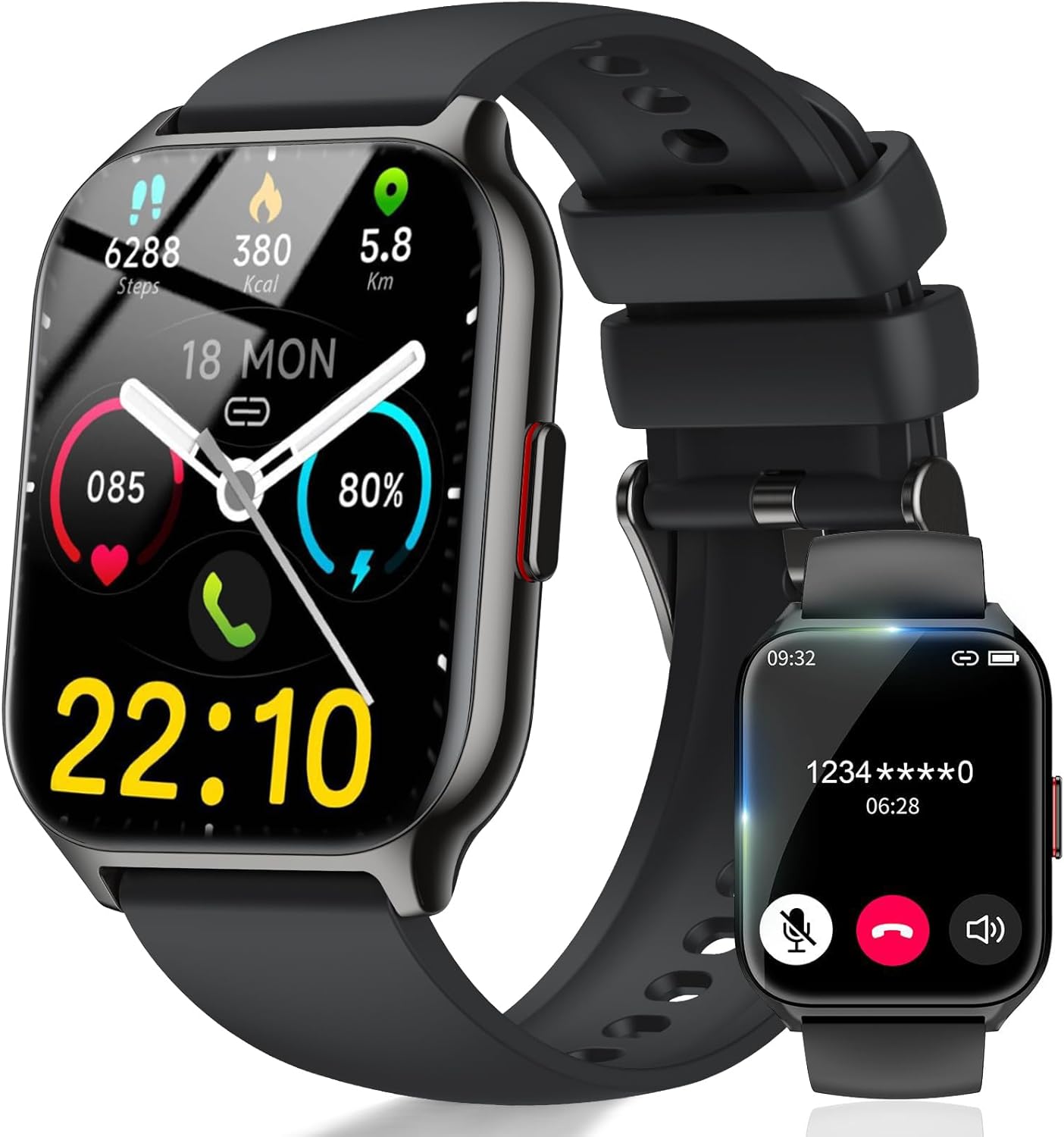 Smart Watch for Men Women Answer/Make Call,2.01″HD Touch Screen SmartWatch,Heart Rate/SpO2/Sleep Monitor, 100+Sport Activity Tracker Step Counter,IPX8 Waterproof Fitness Tracker for Android iOS(Black)