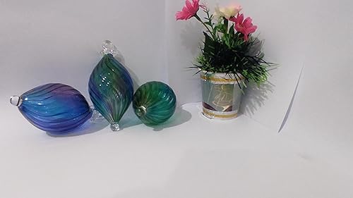 Miniatura 4 de multi color mixed Christmas ball ornaments handmade blown glass Hanging Ornaments blown glass 3.5 inch