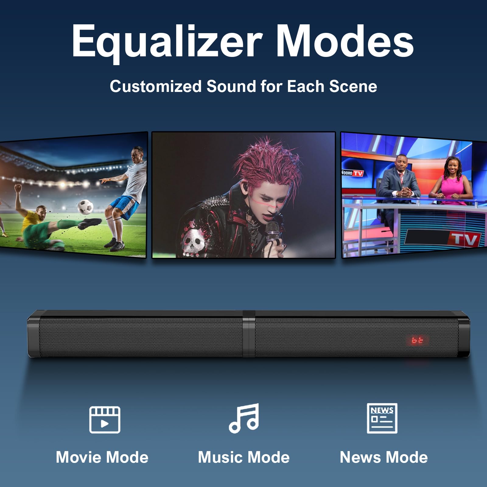 ( BROKEN) ( Dosen’t work). Speaker Smart TV Sound bars 80W Split Soundbars, Surround Sound Powerful Bass, Home Theater Speakers with HDMI-ARC/Optical/AUX Connection 2-in-1 Detachable Soundbar for TV