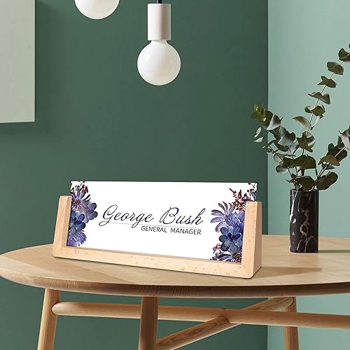 Miniatura 6 de Placa de nombre para escritorio, placa de nombre de escritorio personalizada de acrílico con base de madera de arce, decoración de escritorio de