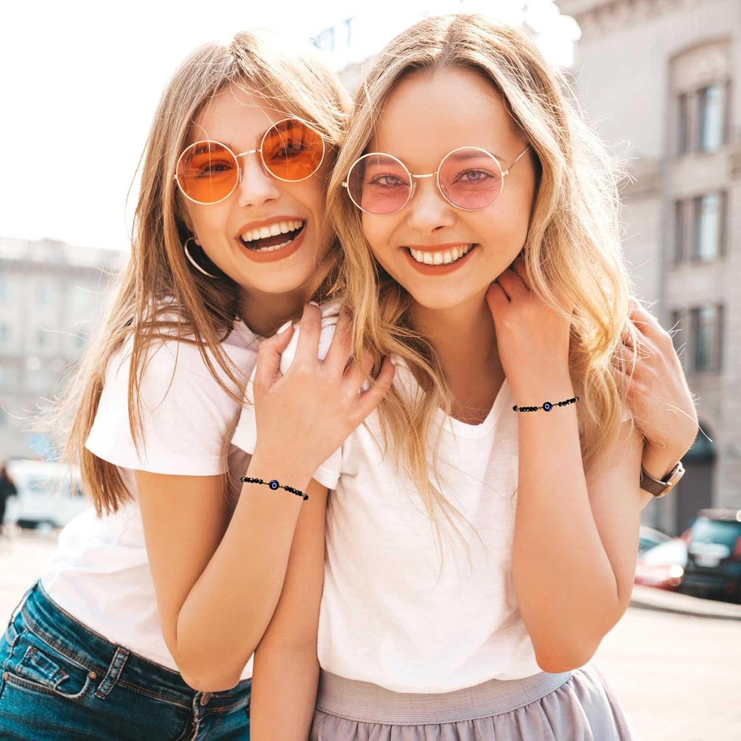 4 Pcs Evil Eye Bracelets Handmade Evil Eye Beaded Bracelets Adjustable Eye Bracelets Dainty Evil Eye Bracelet for Women - Image 4