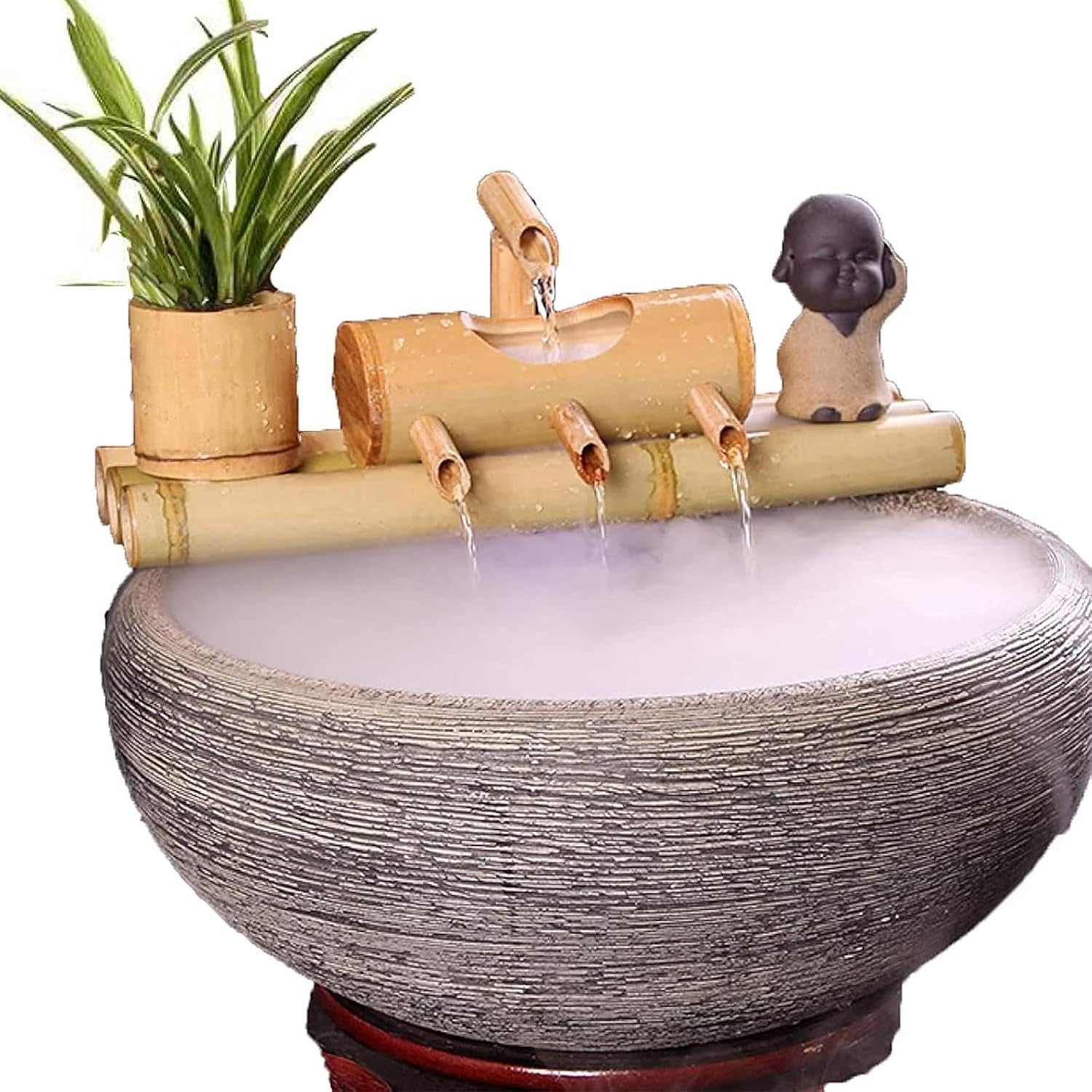 Bamboo Fountain Kit, Solar Bamboo Water Fountain with Pump, Zen Garden Fountain, Bamboo Water Landscaping Decoration, for Patio, Yard, Pond, Balcony, Fish Tank,15.7in,15.7in