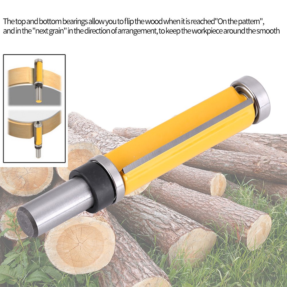 Shank Straight Router Bit 1/2" Woodworking Bearing Flush Trim Router Bit Tool 2-1/2"L x 3/4'' Dia with Long Cutter Top Bearing Flush Trim Bit: Tools & Home Improvement