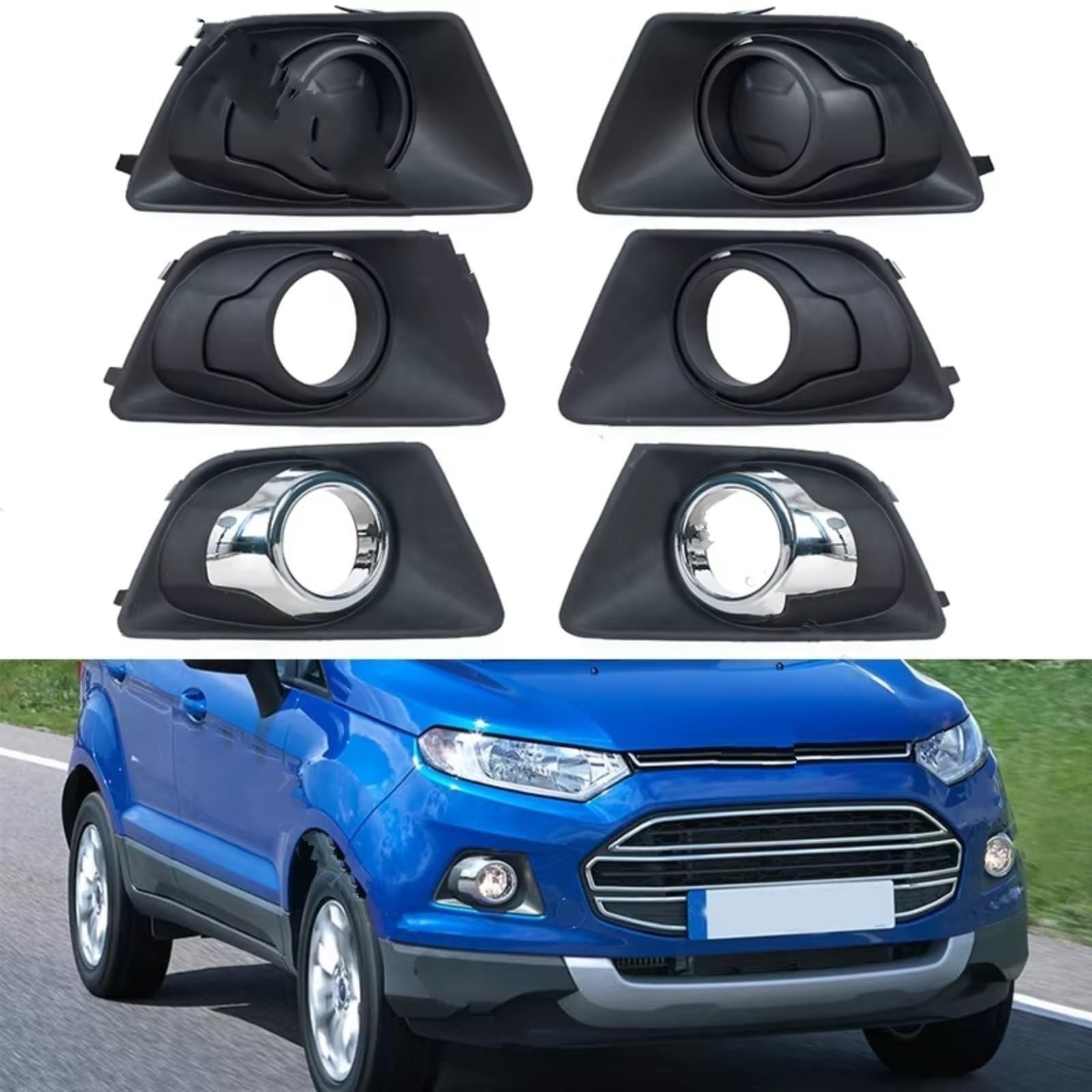 Luci Antinebbia Per Ford Per EcoSport 2013-17 Fendinebbia Copertura Cofano Paraurti Anteriore Fendinebbia Cornice Lampada Guscio Tappo Coperchio Fendinebbia Anteriori(B right)