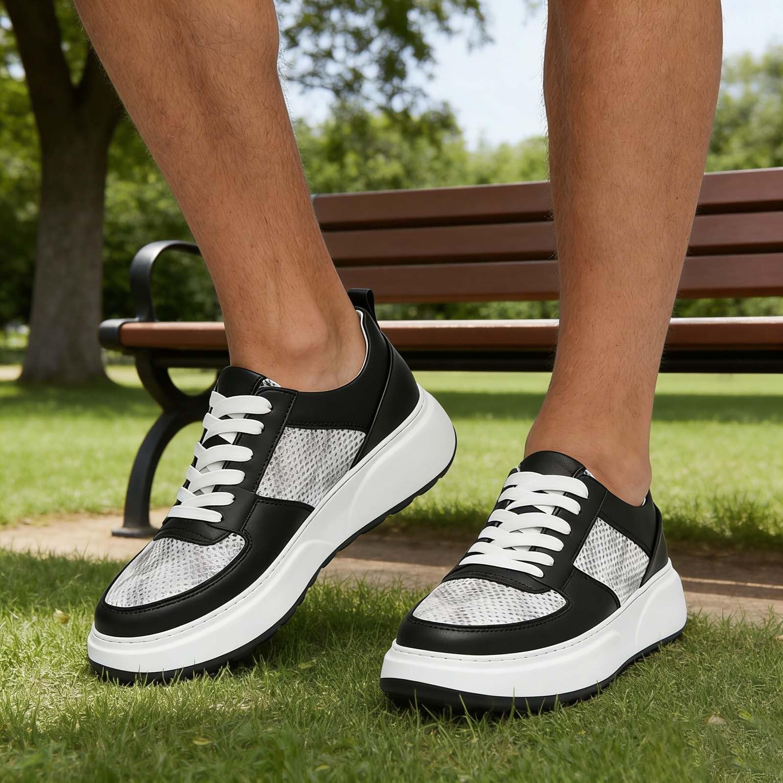 Zapatillas elevadoras para hombre, zapatos de verano para hombre, ligera, suela gruesa, zapatos de ocio cómodos con cordones transpirables, zapatillas de marcha antideslizantes