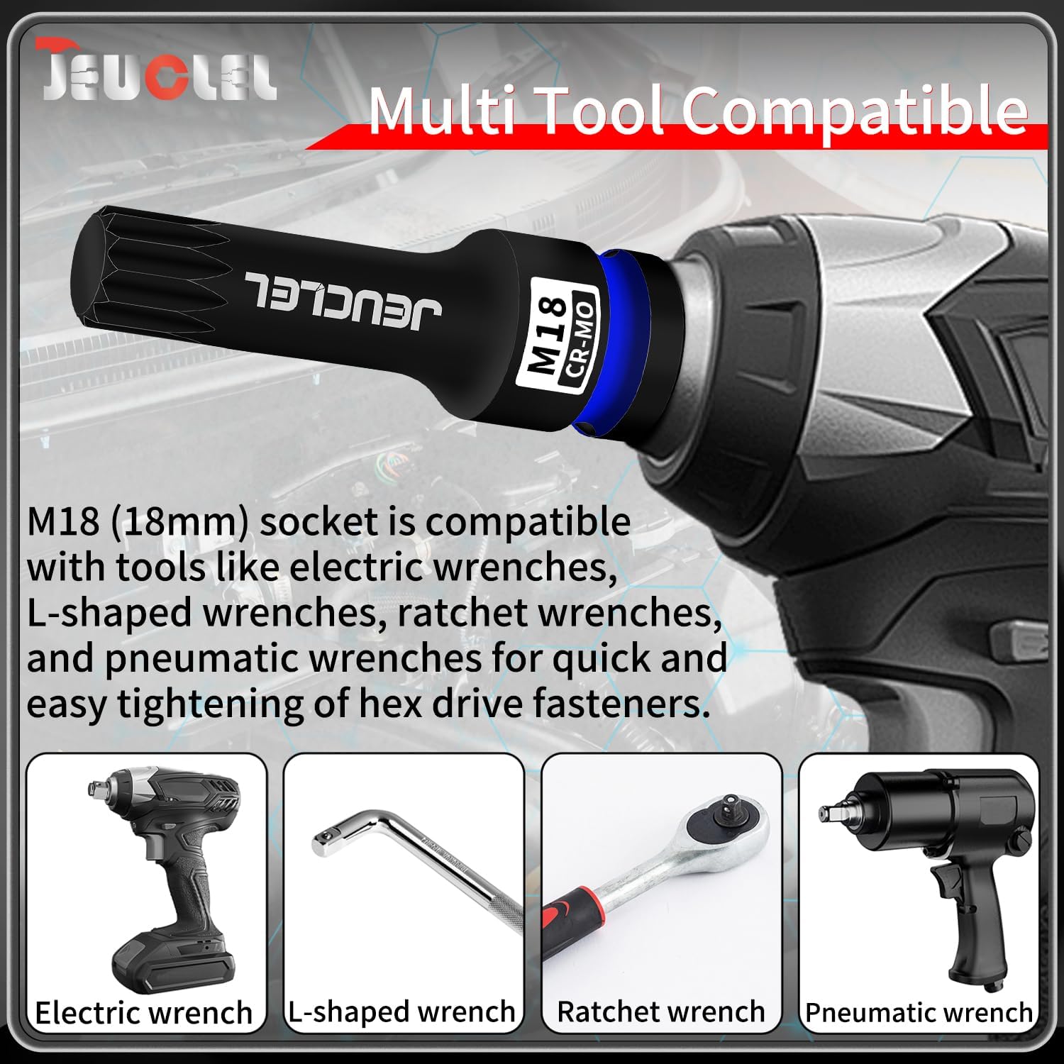 2Pcs M18 Triple Square Impact Spline Bit Socket, 18mm Metric 1/2-Inch Impact Drive Triple Square Socket, Cr-Mo Steel Lengthen Screwdriver Adapter