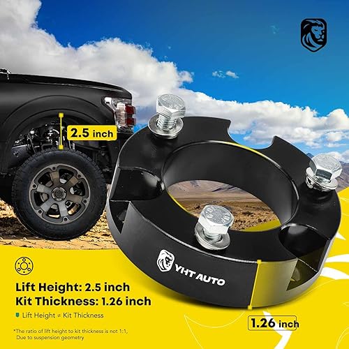 Miniatura 2 de YHTAUTO Kit de elevación de nivelación delantera de 2.5 pulgadas para Toyota Tacoma 2005-2023, 4Runner 2003-2023, FJ Cruiser 2007-2008, 4WD/RWD,
