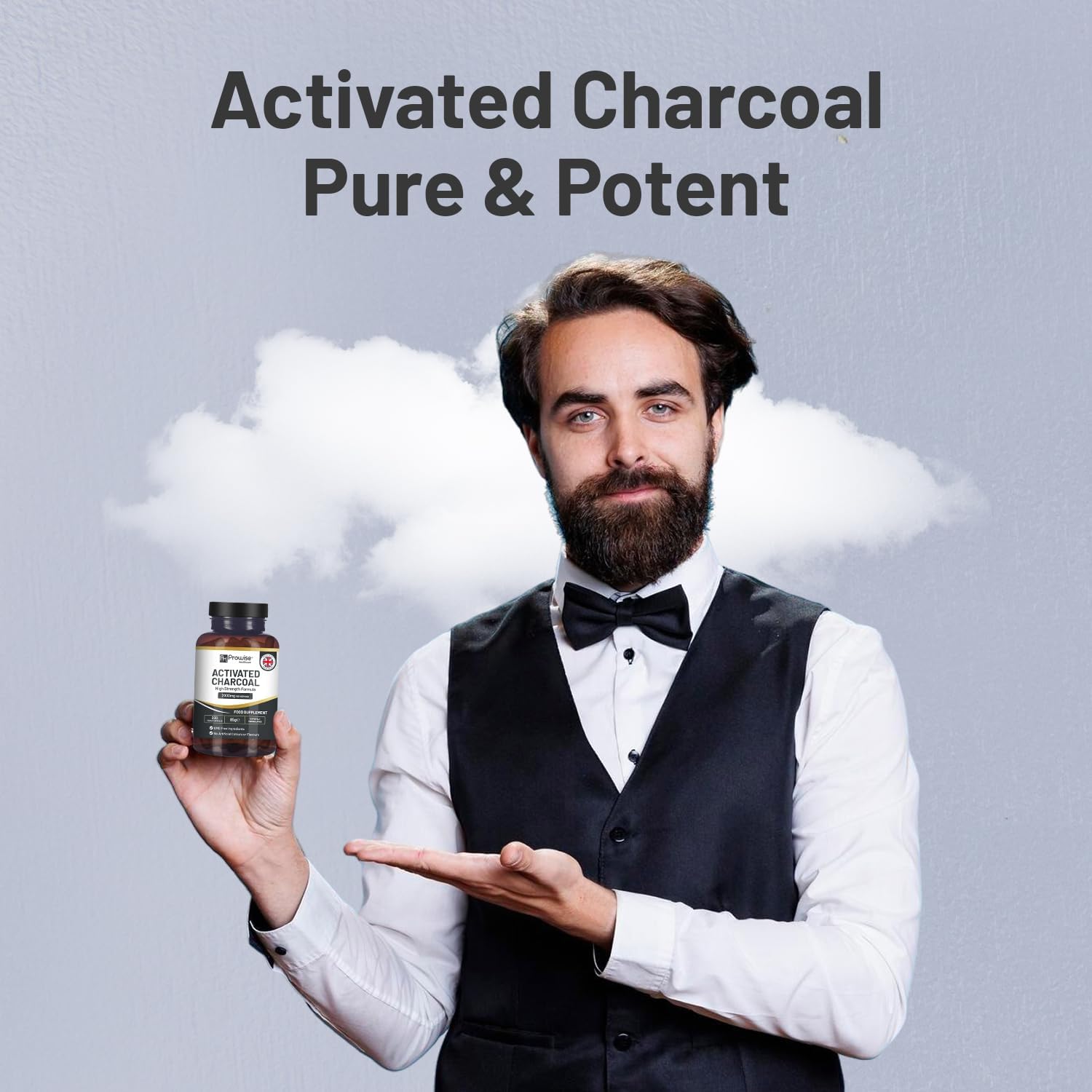 Activated Charcoal Capsules - 200 High Strength Vegan Capsules- 2000mg per Serving I Made in The UK by Prowise Healthcare