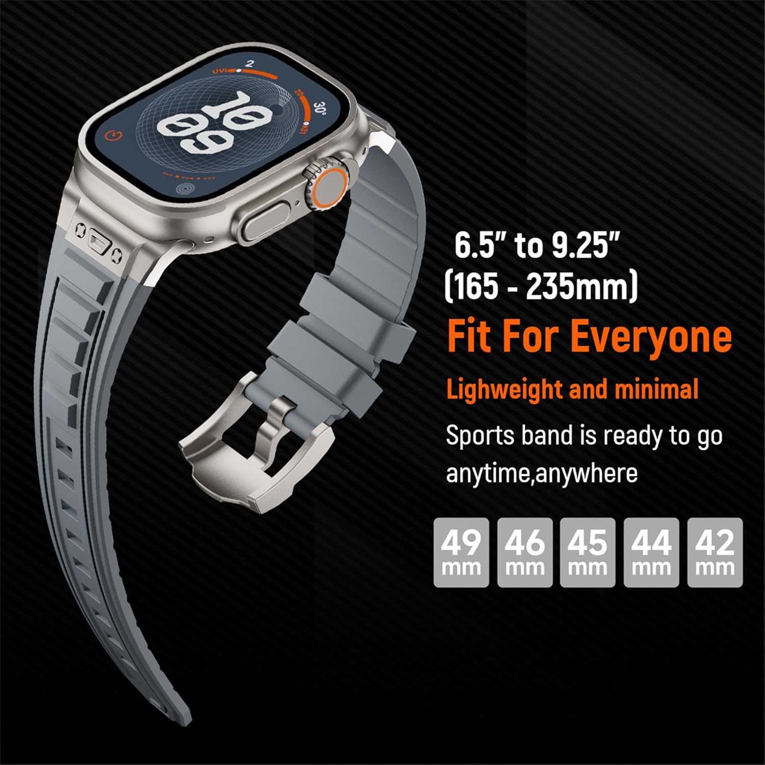 Sport Band for Apple Watch Ultra 3 2 Band 49mm 46mm 45mm 44mm, Men Tactics Rugged Silicone Rubber Waterproof Strap with Stainless Steel Metal for iWatch Series 11 10 9 8 7 6 5 4 SE 3 2 1 - Image 6