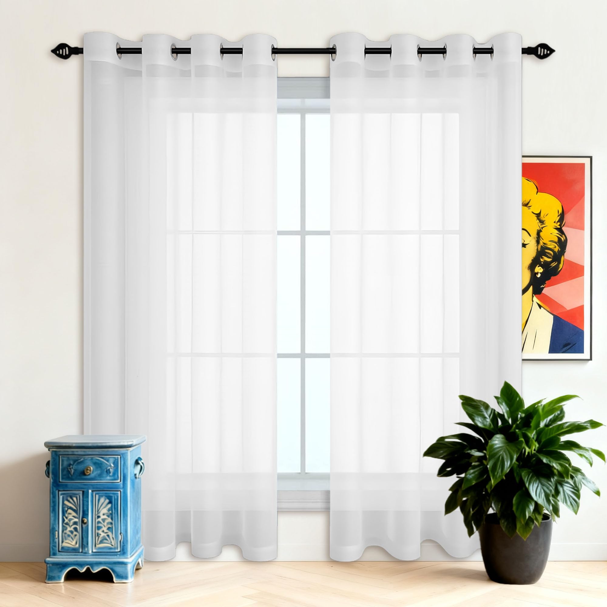 Voilage transparent 130x195 pour tamiser la lumière de la chambre