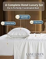 Vista 3 de LANE LINEN Juego de sábanas y fundas de almohada de algodón grueso de 600 hilos, 100 % algodón mercerizado, suave y suave como un hotel, con acabado