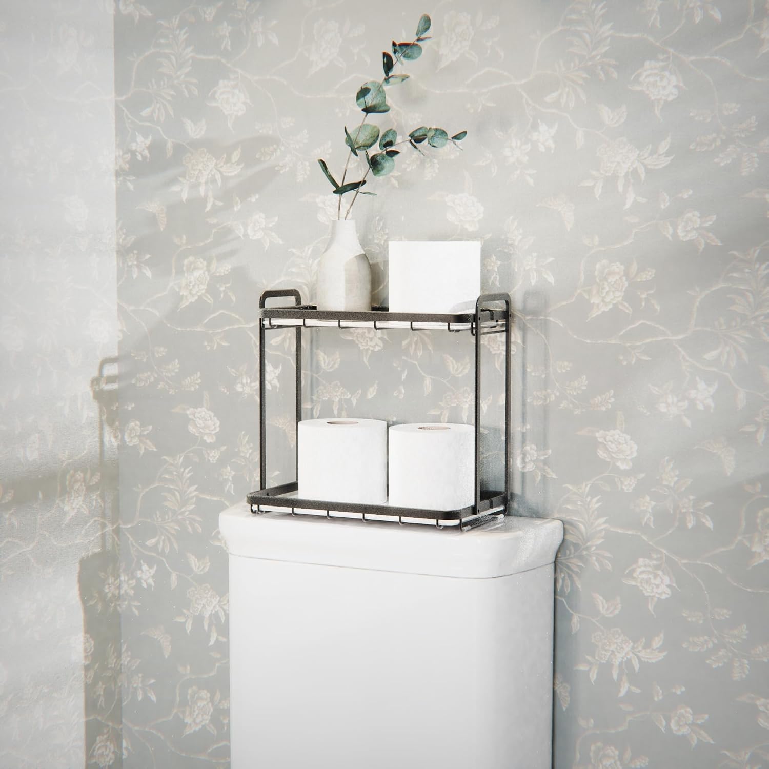 Counter Organizer - 2-Tier Aluminum & Marble Tray for Kitchen, Bathroom, Vanity | Rustproof, Waterproof, Fingerprint Proof Finish