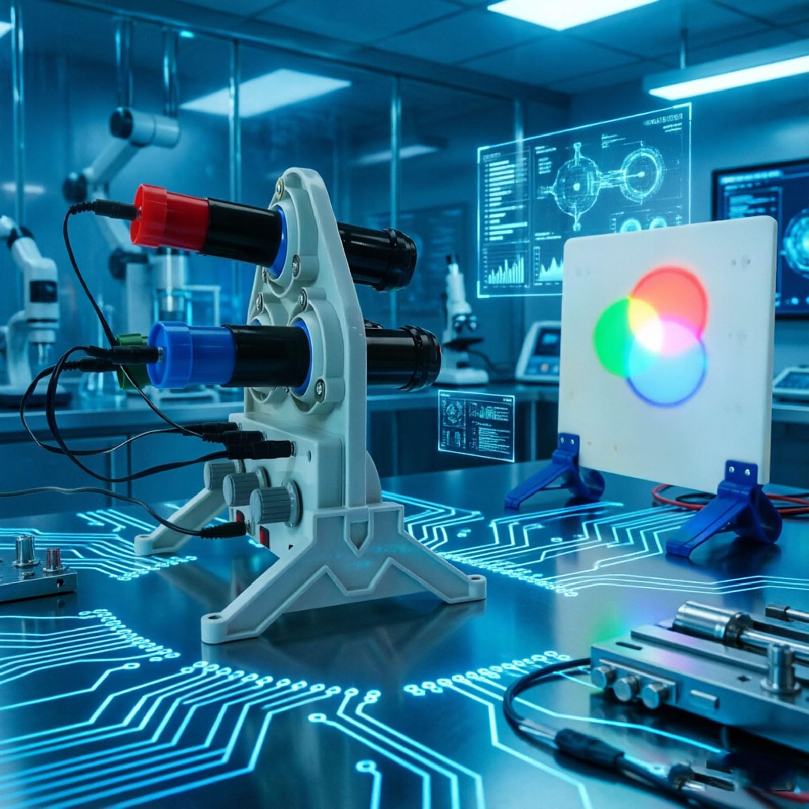 DREI-primärfarben-lichtdemonstrator, RGB-DREI-primärfarben-lehrdemonstrationslampe Mit Projektionsfläche, Lichtquellenrichtung Und -intensität Einstellbar, Für Lern- Und Laborzwecke