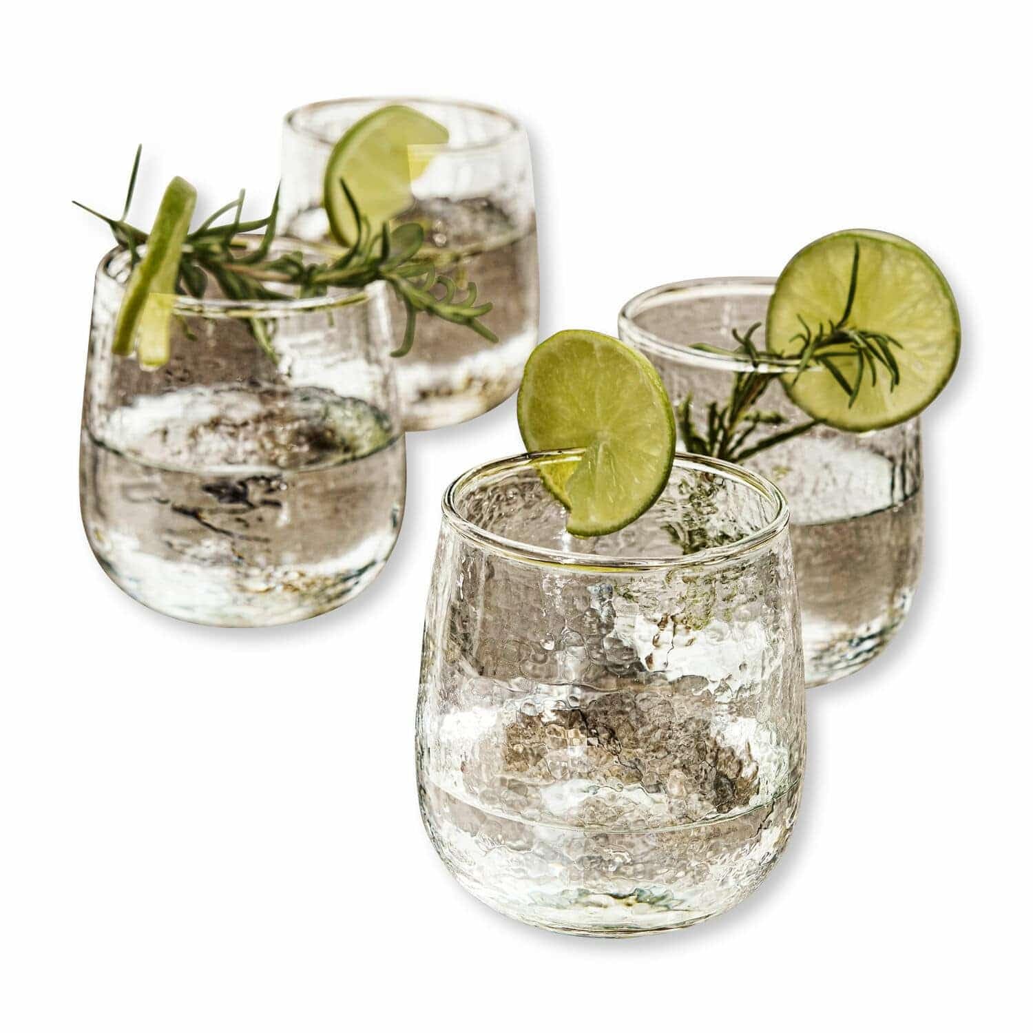 LOBERON Glas 4er Set Valters, Mundgeblasen, mit Welliger Struktur, Stilvoll Klassisches Design, Spülmaschinenfest, Tischaccessoires, Trinkgläser, klar
