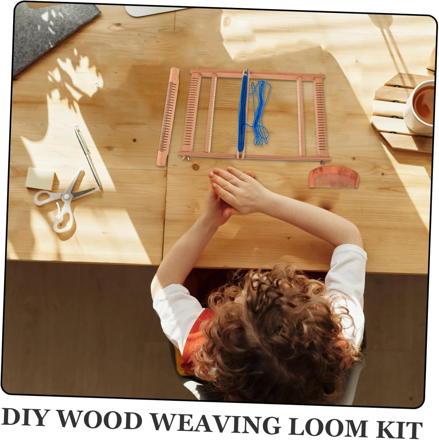 Veemoon Wooden Weaving Loom Frame for Beginners Compact DIY Weaving Supply for Boy Girl and Teens Easy Setup Crafting Tool for Creative Projects