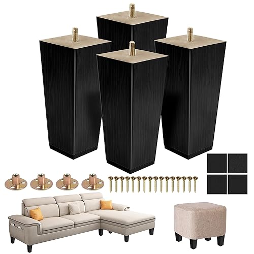 6 Inch Wooden Furniture Legs - Set of 4 Solid