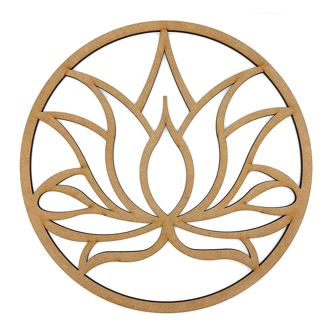 EVYRE | Cuadro Flor De Loto Madera Mandala | 40cm | Geometría Sagrada | Madera Sostenible, 5mm Grosor| Cuadros Decorativos para Dormitorios, Salón O Pasillo | Regalo Espiritual Y Esotérico para Hogar