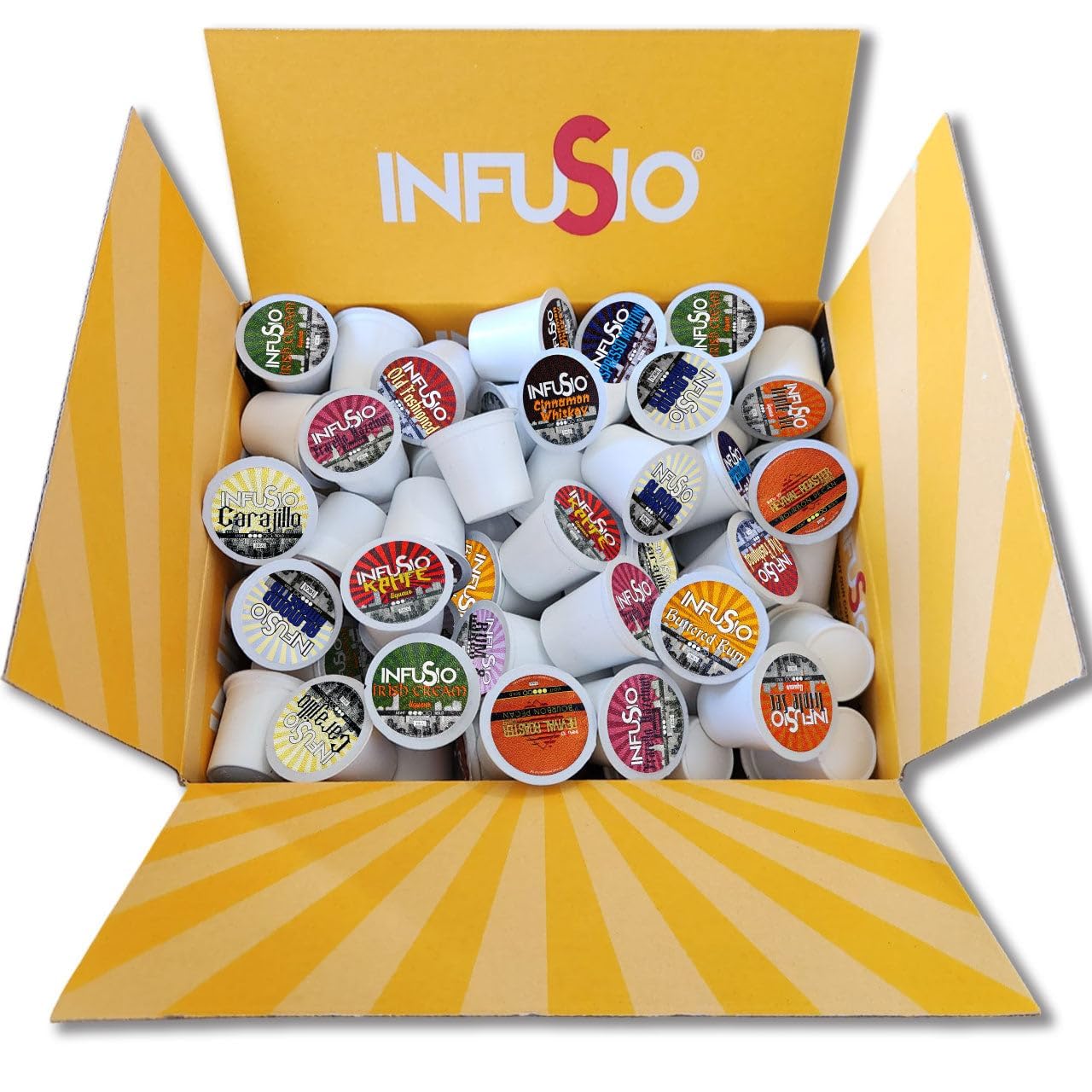 InfuSio Flavored Coffee Pods Variety Pack - 48 Count Flavored Medium Roast, 12 Curated Blends Inspired by Classic Cocktails, Compatible with Keurig K cups 2.0 Brewers