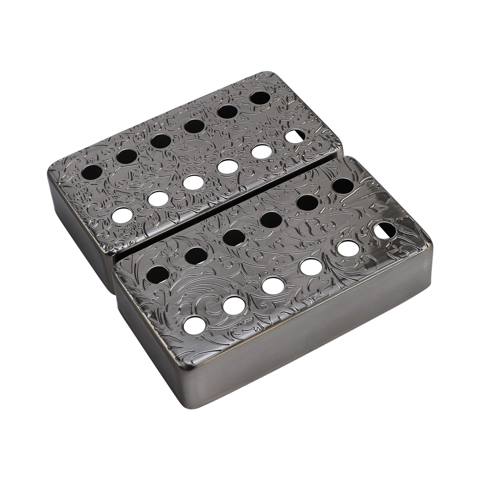 OVSAL Set of 2 Brass Guitar Pickup Covers 50mm/52mm Pole Spcing Electric Guitar Pickup Covers Humbucker Guitar Pickup Cover Metal Guitar Pickup Covers for Lp Les Paul Electric Guitar (Metallic Gray)