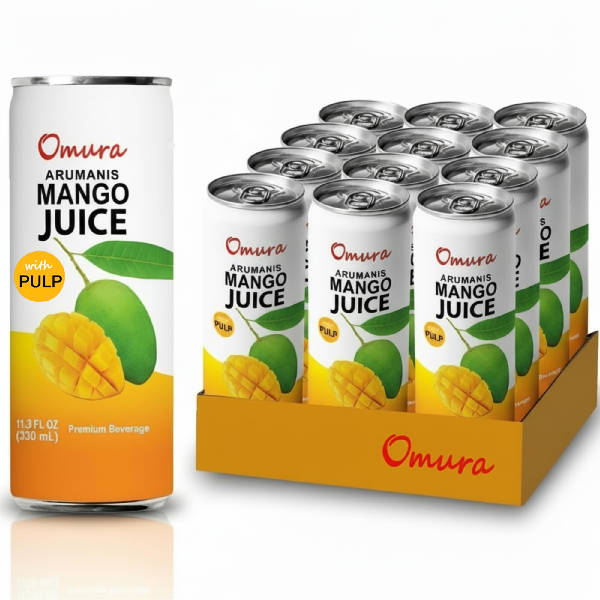 Omura MANGO JUICE from Natural Fruit with PULP 11.3 FL. Ounces | 12-Pack