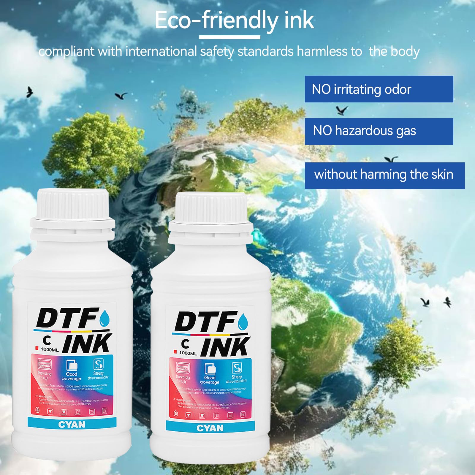 Inchiostro DTF, Trasferimento di Ricarica Ink per Stampanti a Getto D'Inchiostro Pellicola PET Termica Compatibile con i3200, DX5/DX7, 5113, i4720, XP600 (Bianco, 1000 ml)