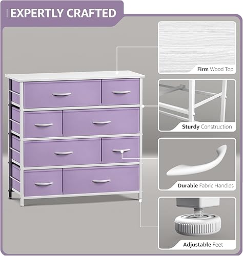 Miniatura 10 de Cómoda Sorbus con 8 cajones mesita de noche y mesa auxiliar para el hogar accesorios de dormitorio oficina dormitorio universitario estructura de