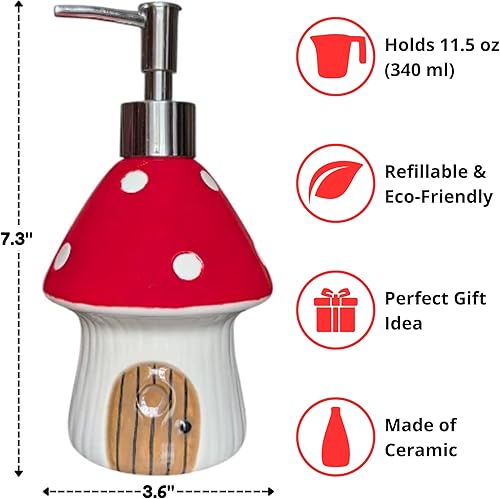 Miniatura 4 de Dispensador de jabón de hongos para una bonita decoración de cocina, bonito dispensador de jabón para decoración de baño, accesorios de baño únicos