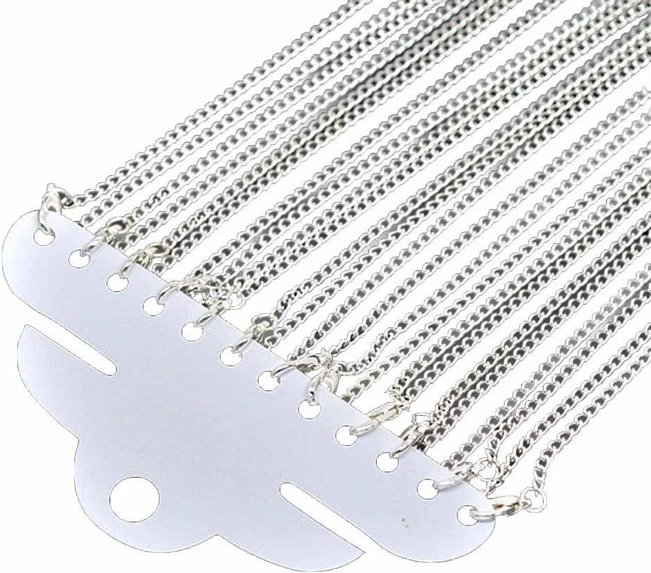 Rockin Beads 12 Pack Silver Plated Lobster Clasp Link Chain Necklaces 18 Inch (end to end)