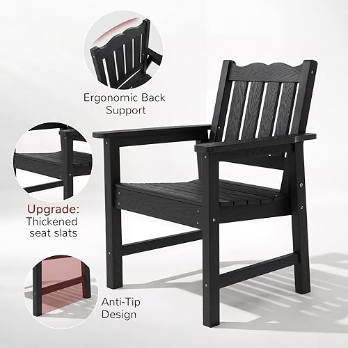 Miniatura 5 de Stoog Juego de 2 sillas de patio para todo tipo de clima, sillas de comedor al aire libre con respaldo curvo, silla de jardín de soporte de 400