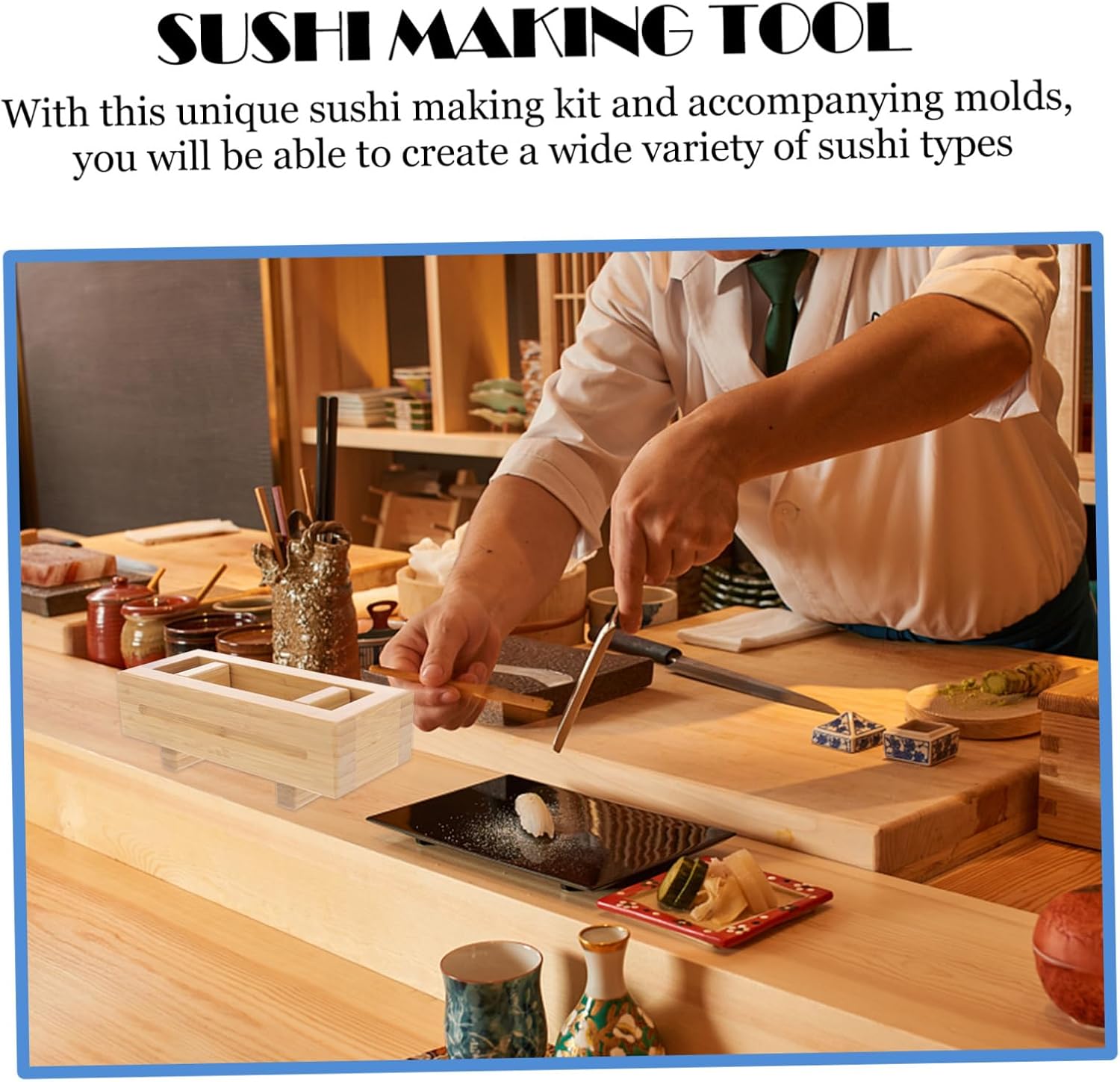 Cabilock Sushi Press Mold Kit Hand Sushi Mold for Sushi Making Sushi Tools for Home Use for Beginners and Amateurs