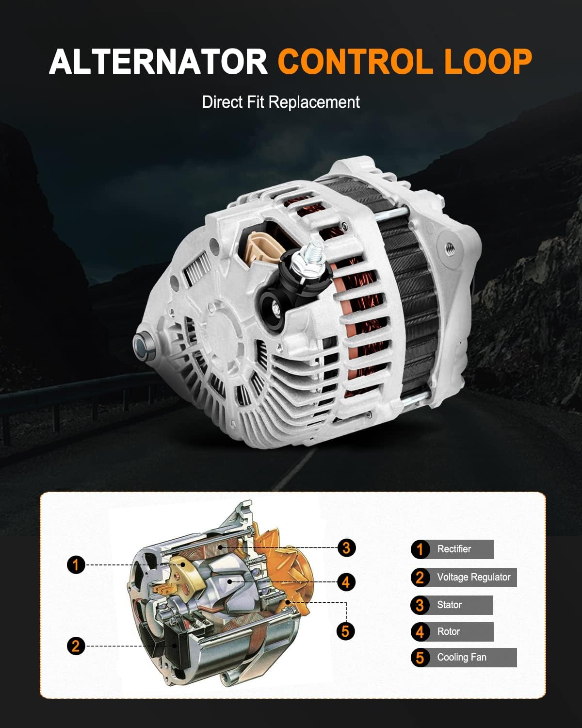 ASAPE 11341 11557 High Output Alternator Replacement for Altima 2007-2010 for Murano 2009 for Quest 2011-2017 for Maxima 2009-2011
