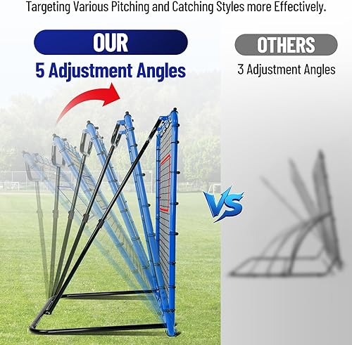 Miniatura 3 de Red de rebote de béisbol de 4 x 4.5 pies, equipo de entrenamiento de béisbol, red de rebote de béisbol con 5 ángulos de retorno de pelota, red de