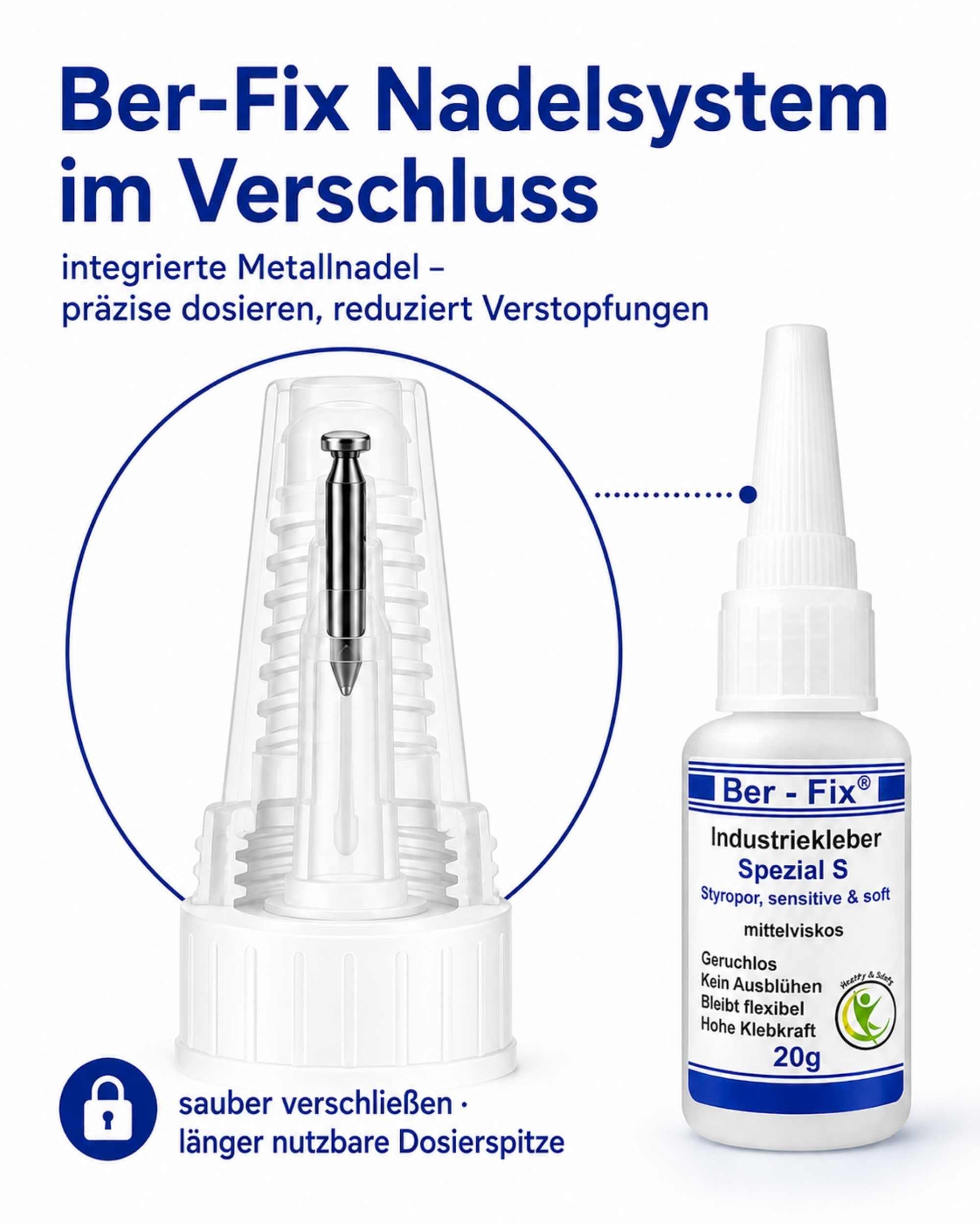 Ber-Fix Spezial S PMMA Acryl 50g + Leerflasche + Feindüsen