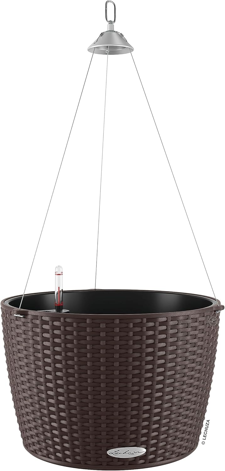 Lechuza Nido Cottage 35 Mocha, Self-Watering Hanging Planter, D13.8 H9.1 in