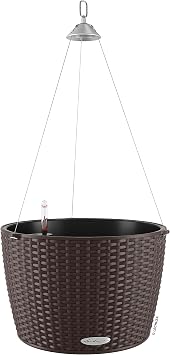 Lechuza Nido Cottage 35 Mocha, Self-Watering Hanging Planter, D13.8 H9.1 in