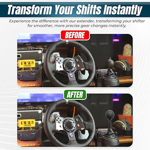 Vista 5 de Gear Shifter Knob Adapter Mod for Logitech G29 G920 G923 G27 G25, Stick Lever Shift Extension, Sim Racing Gaming Accessories [4.5cm (1.77")]