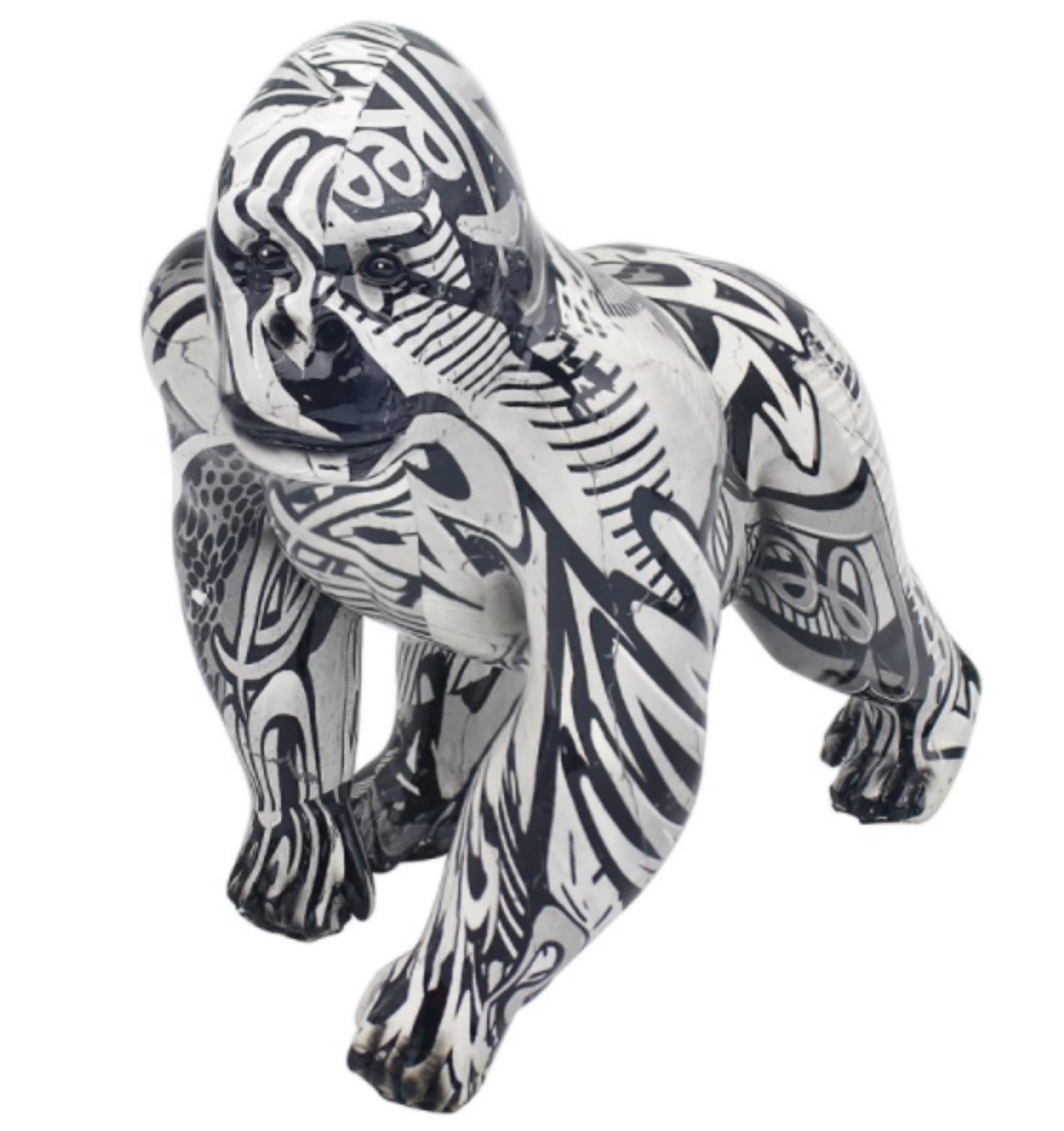 Lesser & Pavey Black Monochrome Graffiti Art Design Gorilla Ornament Figurine