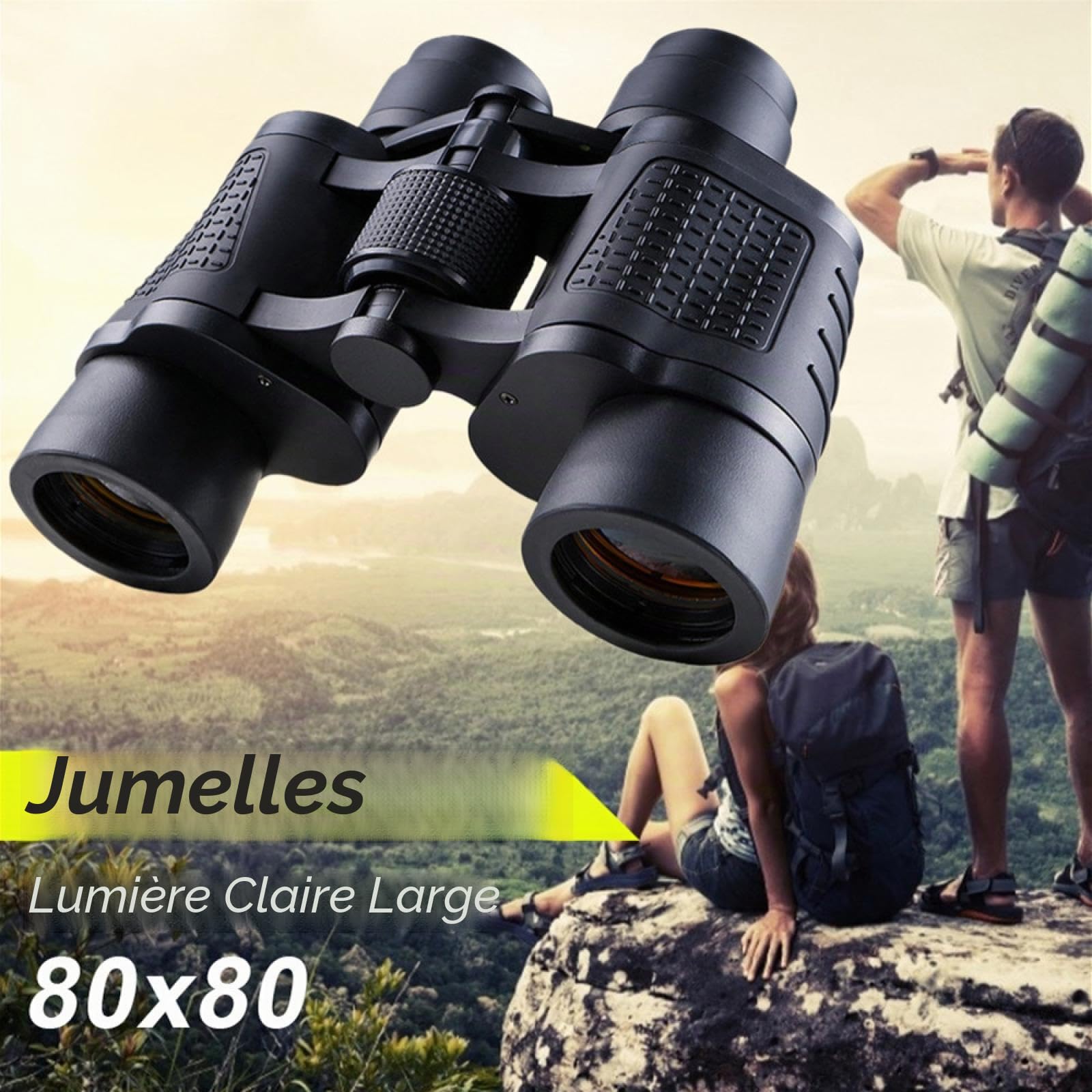 Jumoculaire Longue Portée 80x80 15000m HD High Power Télescope Optique Verre Lentille Basse Lumière Vision Nocturne Chasse Sports Vue